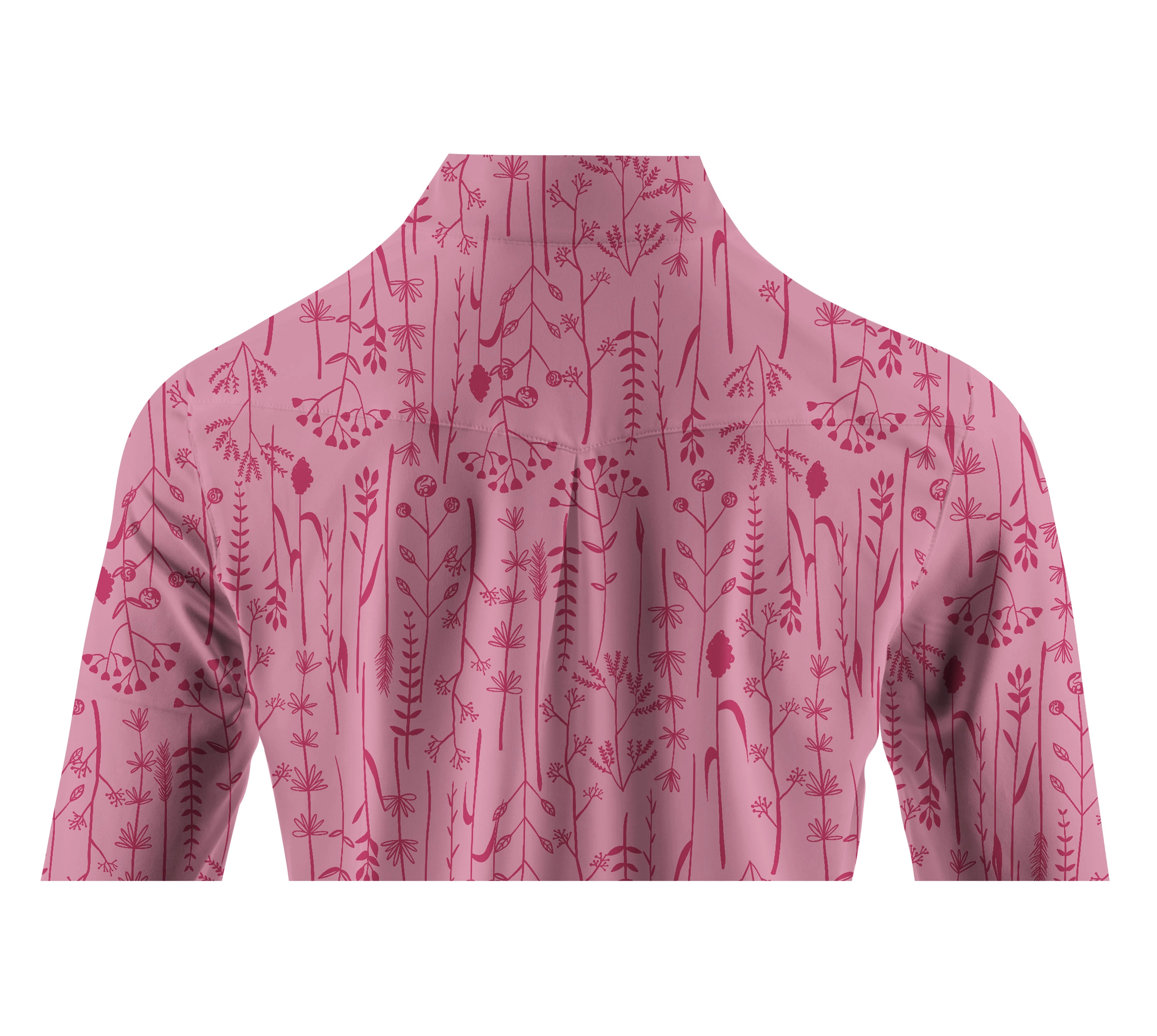 Cherryswing Women's Pink Fern Frolic Long Sleeve Golf Polo Shirt