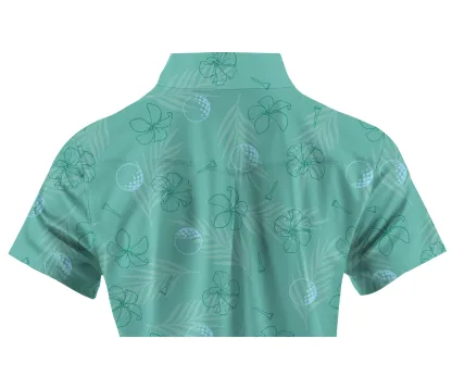 Cherryswing Women's  Mint Green Golf Print Short Sleeve Golf Shirt