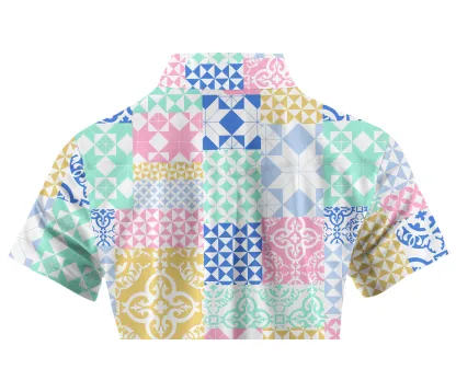 Cherryswing Women's Square and Diamond Patterns Short Sleeve Golf Shirt