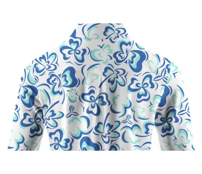 Cherryswing Women's Delicate Flower Pattern Long Sleeve Golf Shirt