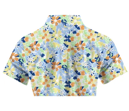 Cherryswing Women's Wildflowers Pattern Short Sleeve Golf Shirt