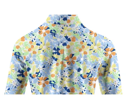 Cherryswing Women's Wildflowers Pattern Long Sleeve Golf Shirt