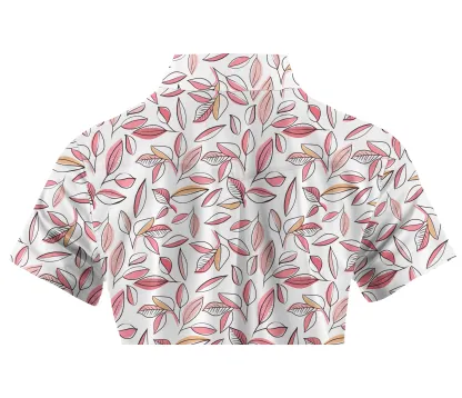 Cherryswing Women's Autumn Leaves Short Sleeve Golf Shirt