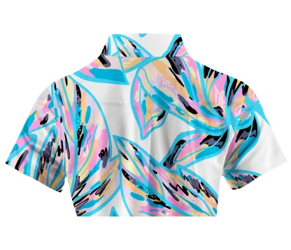 Cherryswing Women's Tropical Garden Golf Short Sleeve Polo Shirt