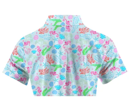 Cherryswing Women's Seashells and Starfish Golf Short Sleeve Polo Shirt