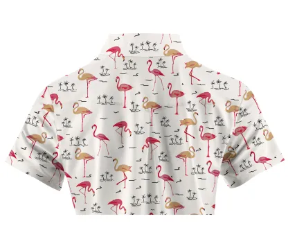 Cherryswing Women's Playful Flamingo Golf Short Sleeve Polo Shirt