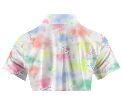 Cherryswing Women's Watercolor Painting Golf Short Sleeve Polo Shirt