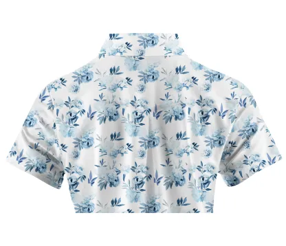 Cherryswing Women's Blue Floral Golf Short Sleeve Polo Shirt