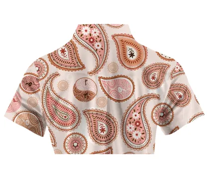 Cherryswing Women's Paisley Pattern Short Sleeve Polo Shirt