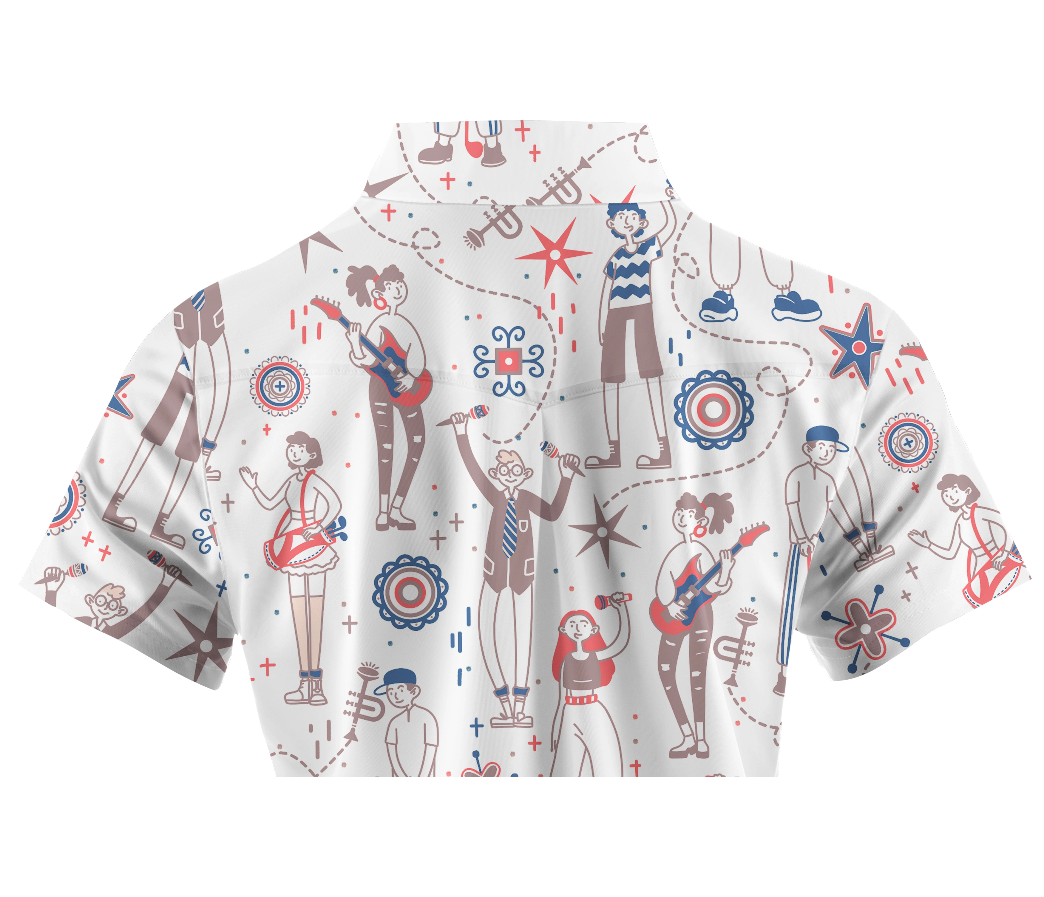 Cherryswing Women's Doodle Pattern Short Sleeve Polo Shirt