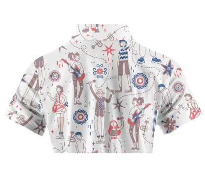 Cherryswing Women's Doodle Pattern Short Sleeve Polo Shirt