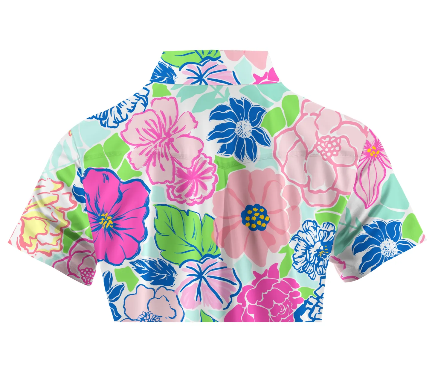 Cherryswing Women's Stylized Flowers Short Sleeve Polo Shirt