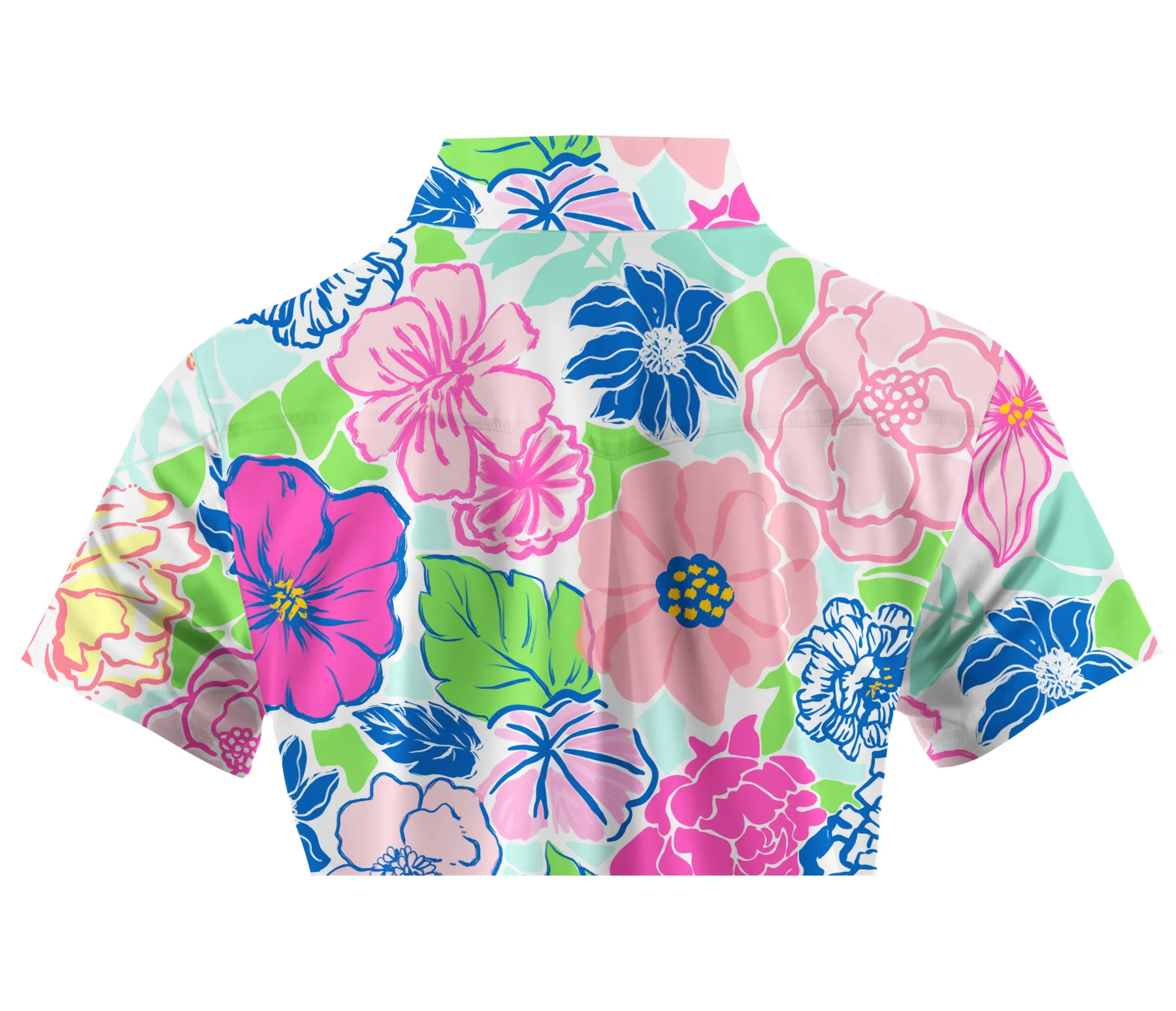 Cherryswing Women's Stylized Flowers Short Sleeve Polo Shirt