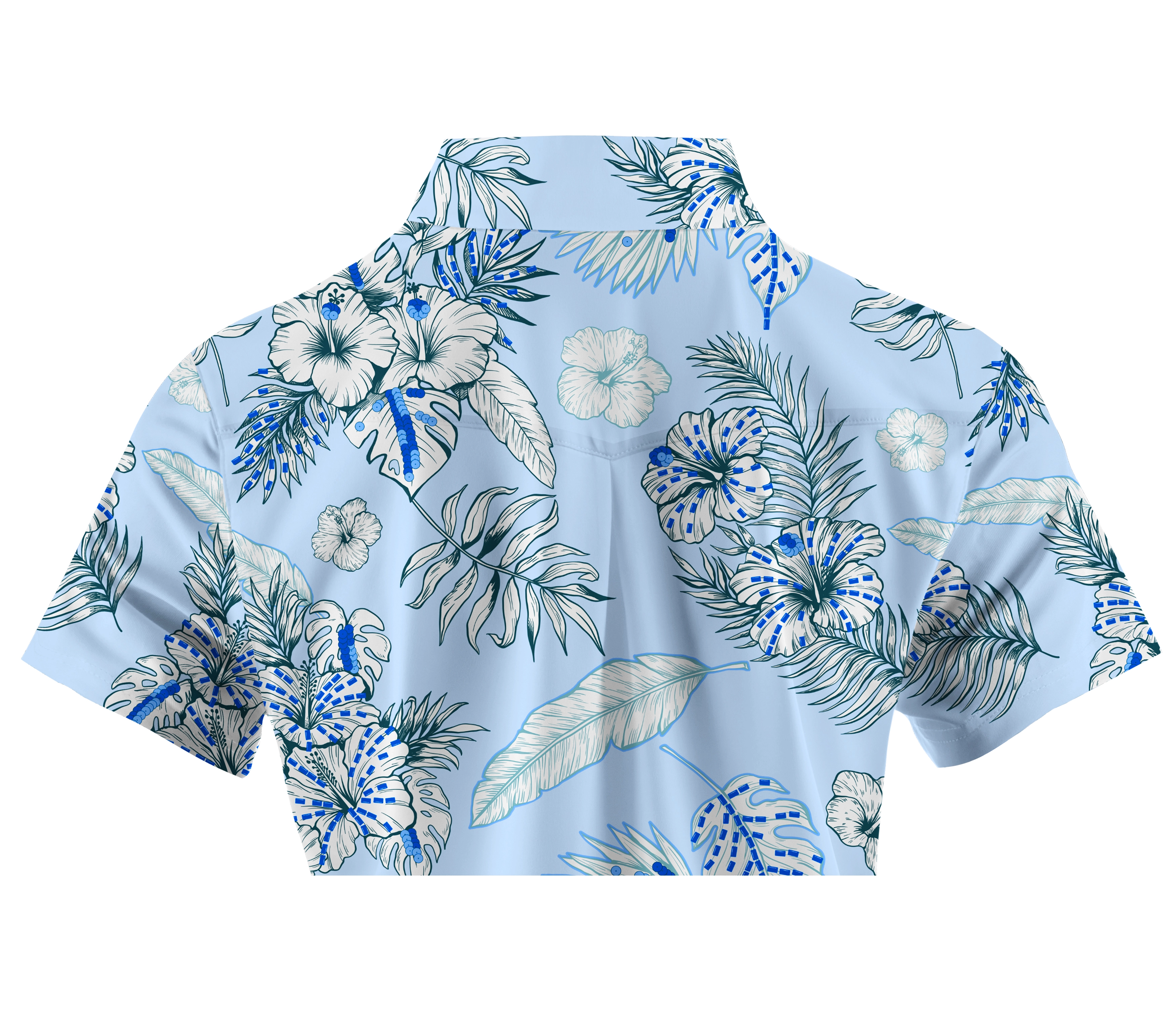 Cherryswing Women's Blue and White Flowers Short Sleeve Polo Shirt