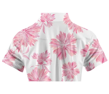 Cherryswing Women's Print Wildflowers Short Sleeve Polo Shirt