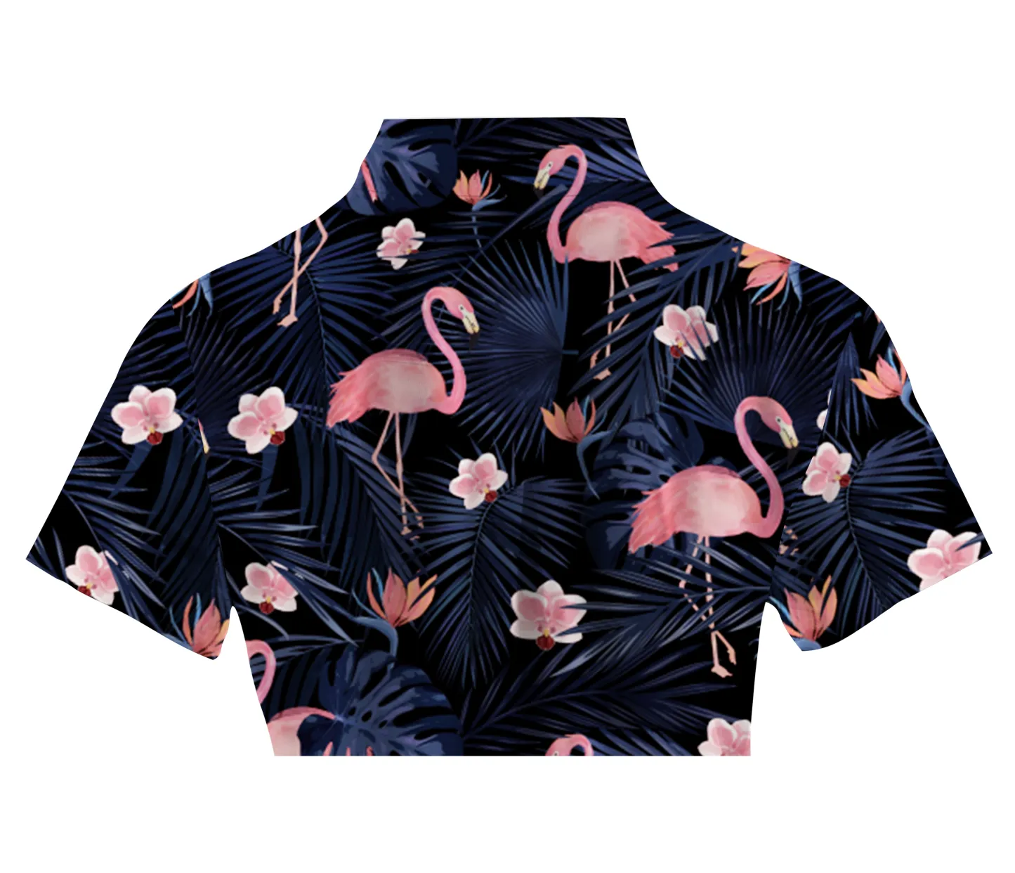 Cherryswing Women's Dancing Flamingo Short Sleeve Polo Shirt