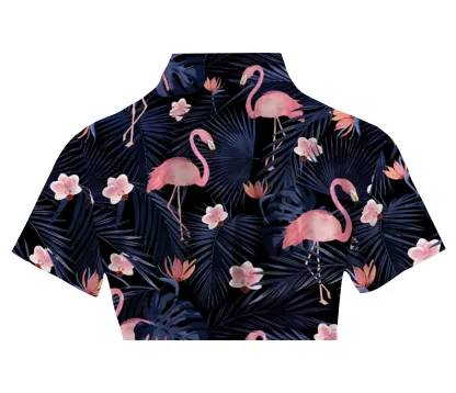 Cherryswing Women's Dancing Flamingo Short Sleeve Polo Shirt