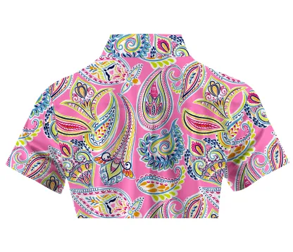 Cherryswing Women's Bohemian Cashew Blossom Short Sleeve Polos