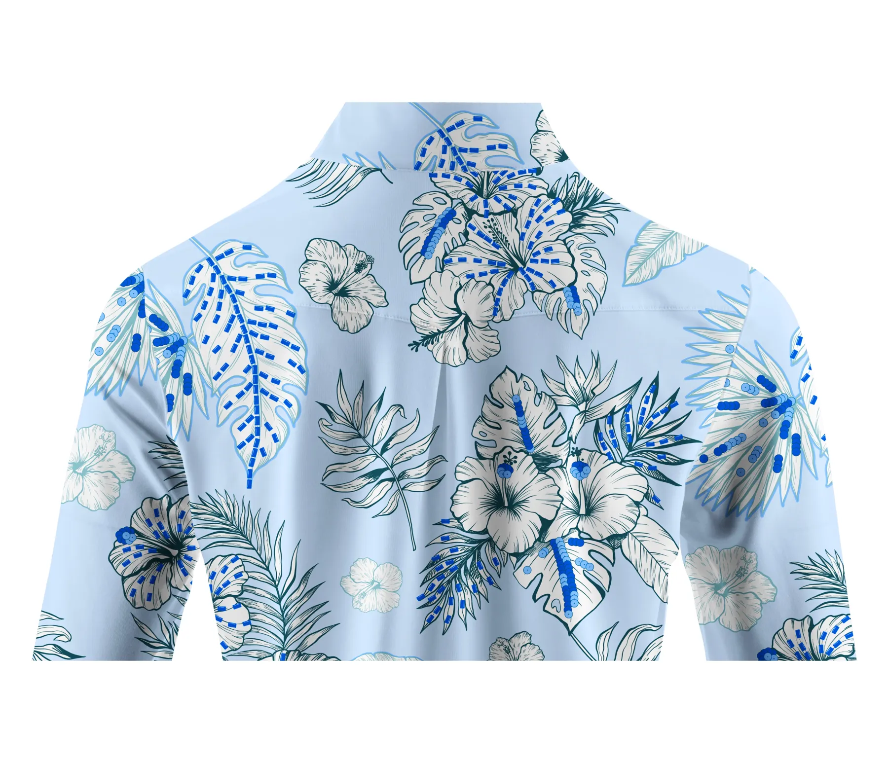 Cherryswing Women's Blue and White Flowers Golf Long Sleeve Polo Shirt