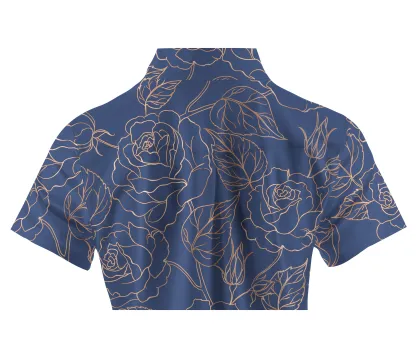 Cherryswing Women's Elegant Rose Short Sleeve Polos