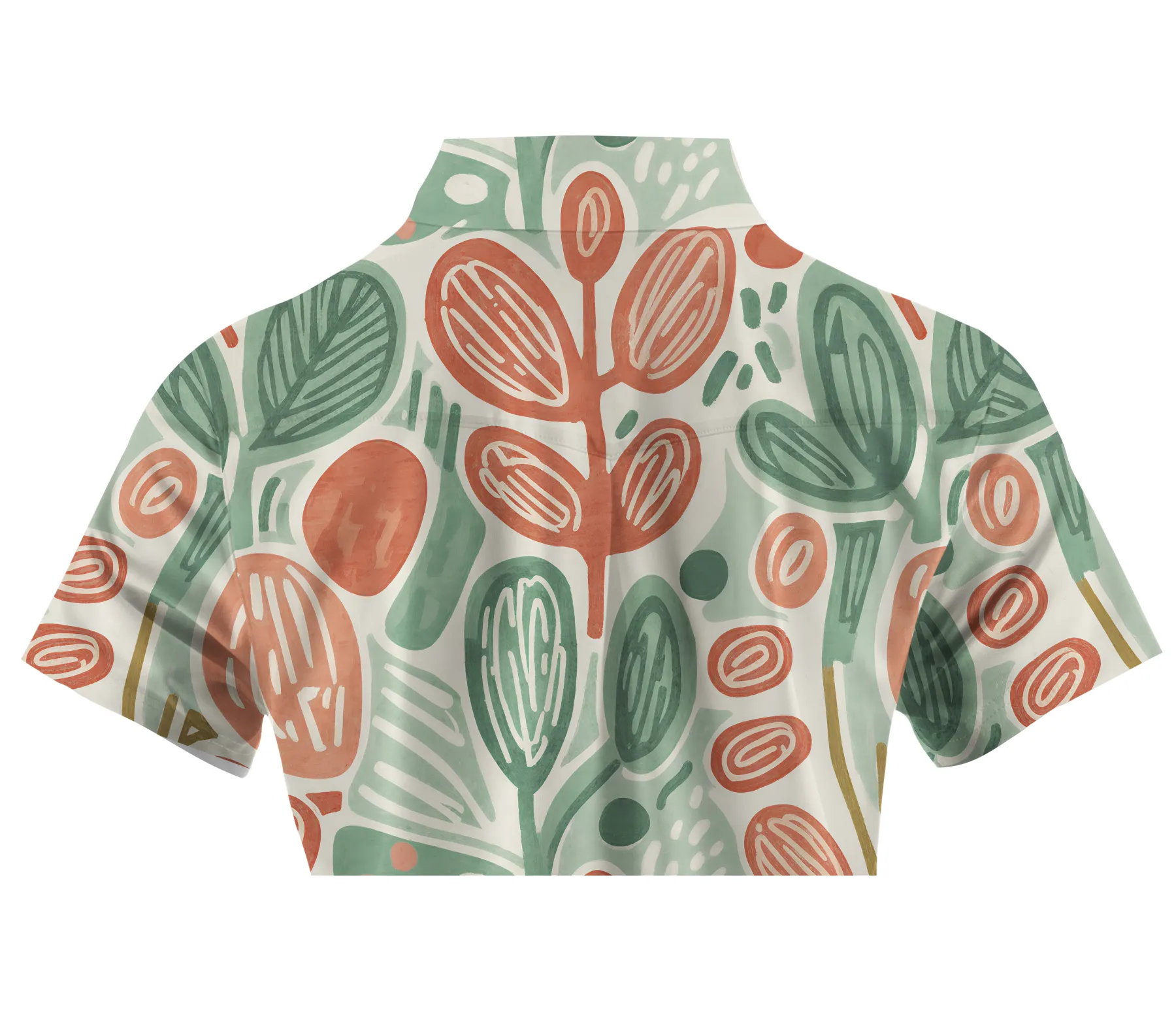 Cherryswing Women's Doodle Foliage Print Short Sleeve Polos