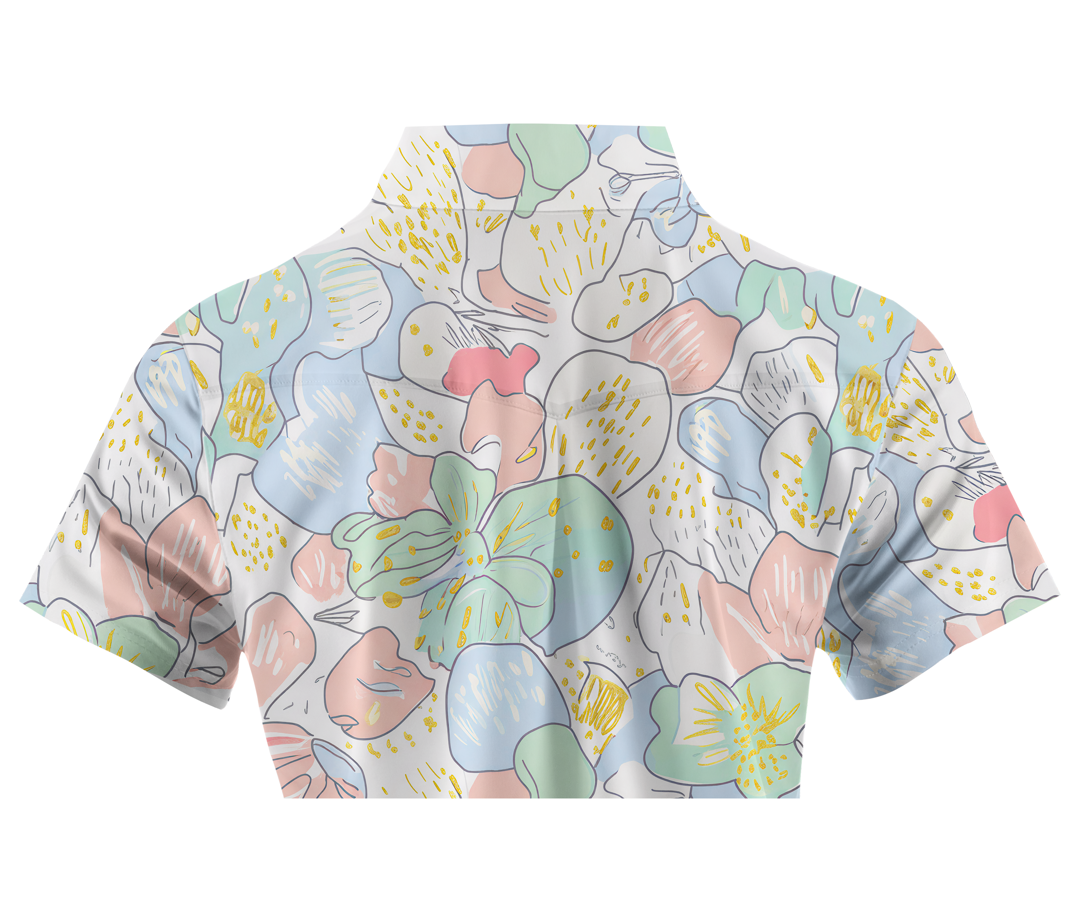 Cherryswing Women's Pastel Watercolor Floral Short Sleeve Polos
