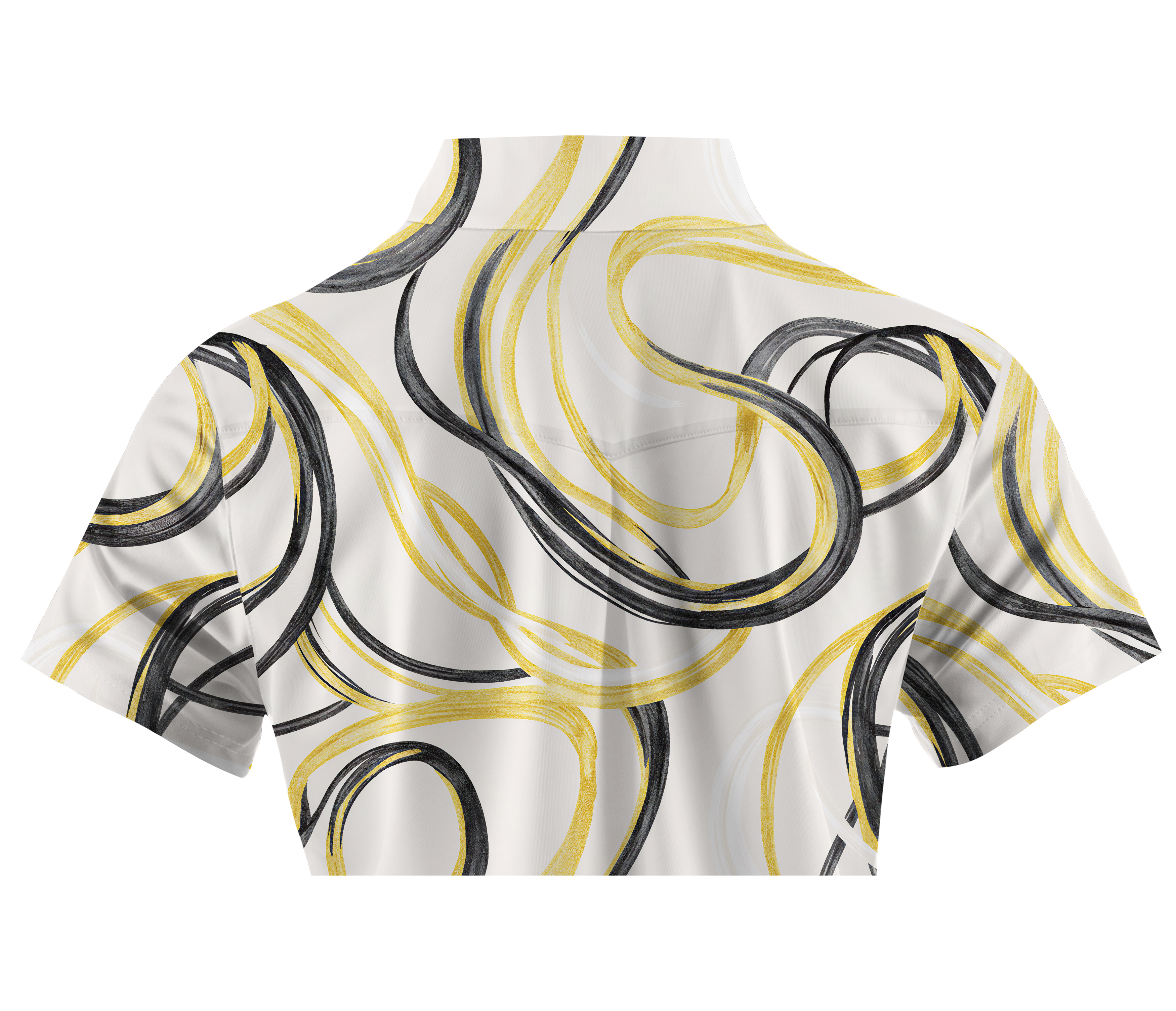 Cherryswing Women's Gold Swirl Line Short Sleeve Polos
