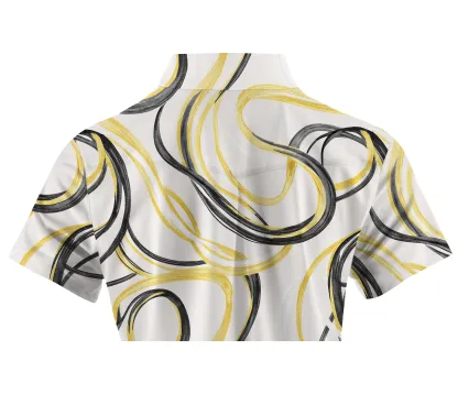 Cherryswing Women's Gold Swirl Line Short Sleeve Polos