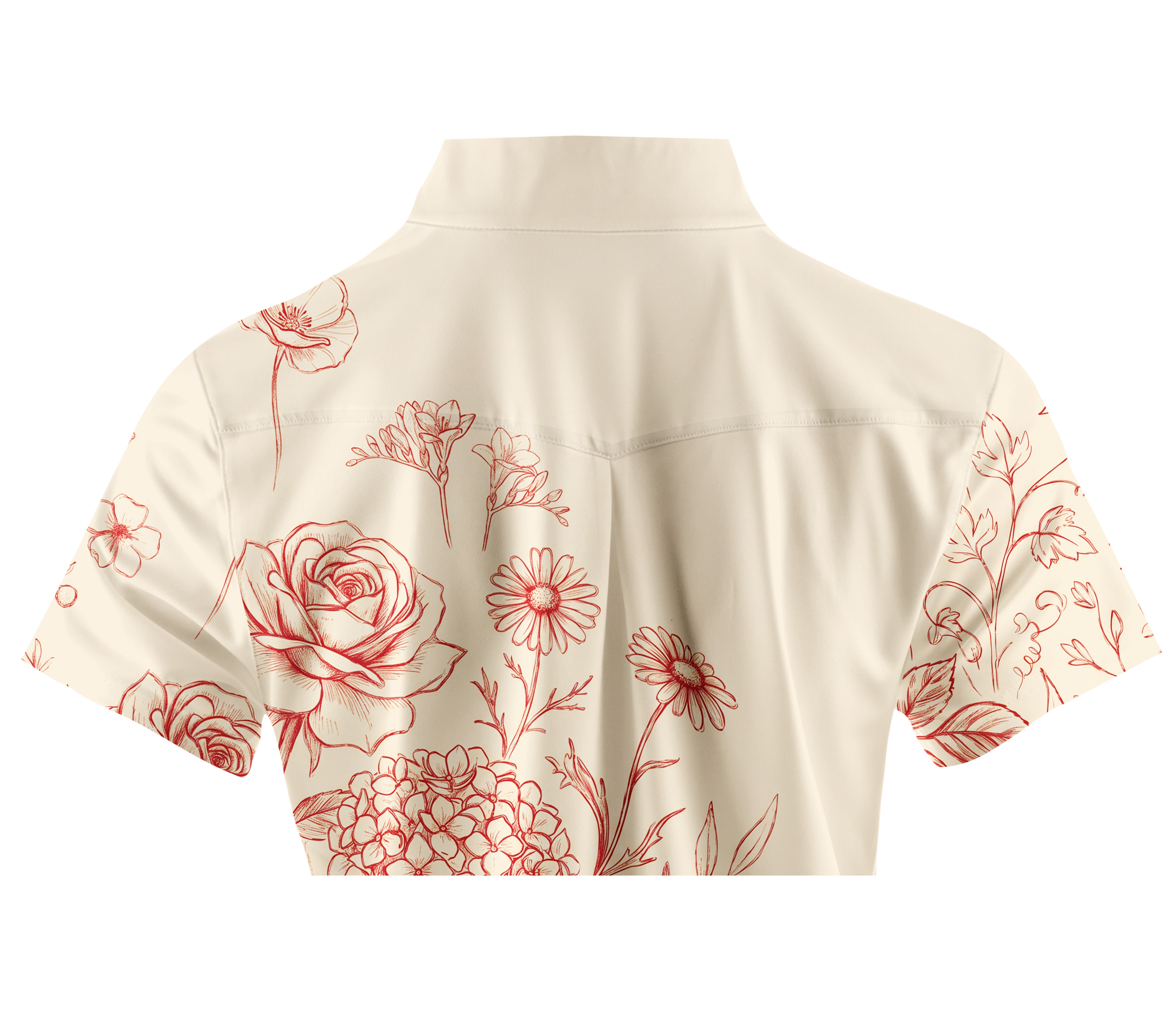Cherryswing Women's Floral Sketch Short Sleeve Golf Shirt