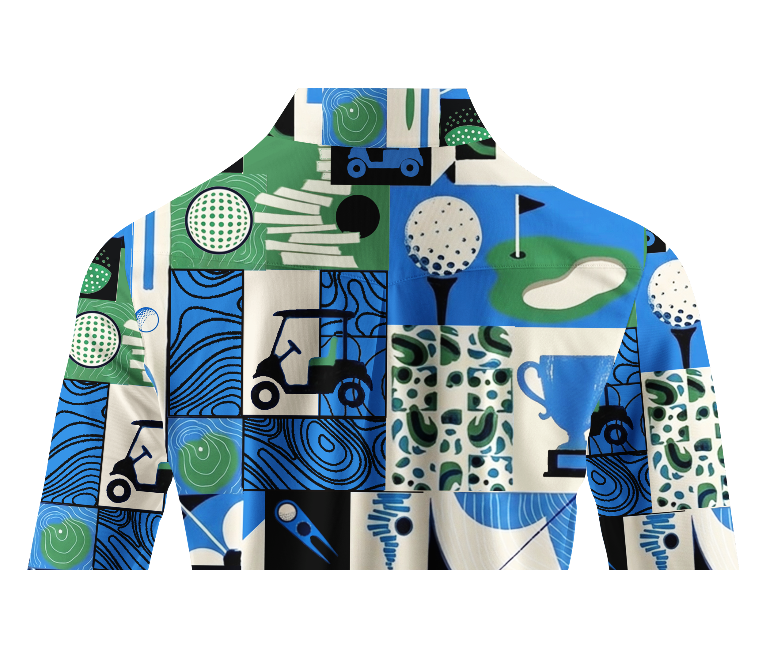 Cherryswing Women's Golf Collage Patchwork Long Sleeve Golf Shirt
