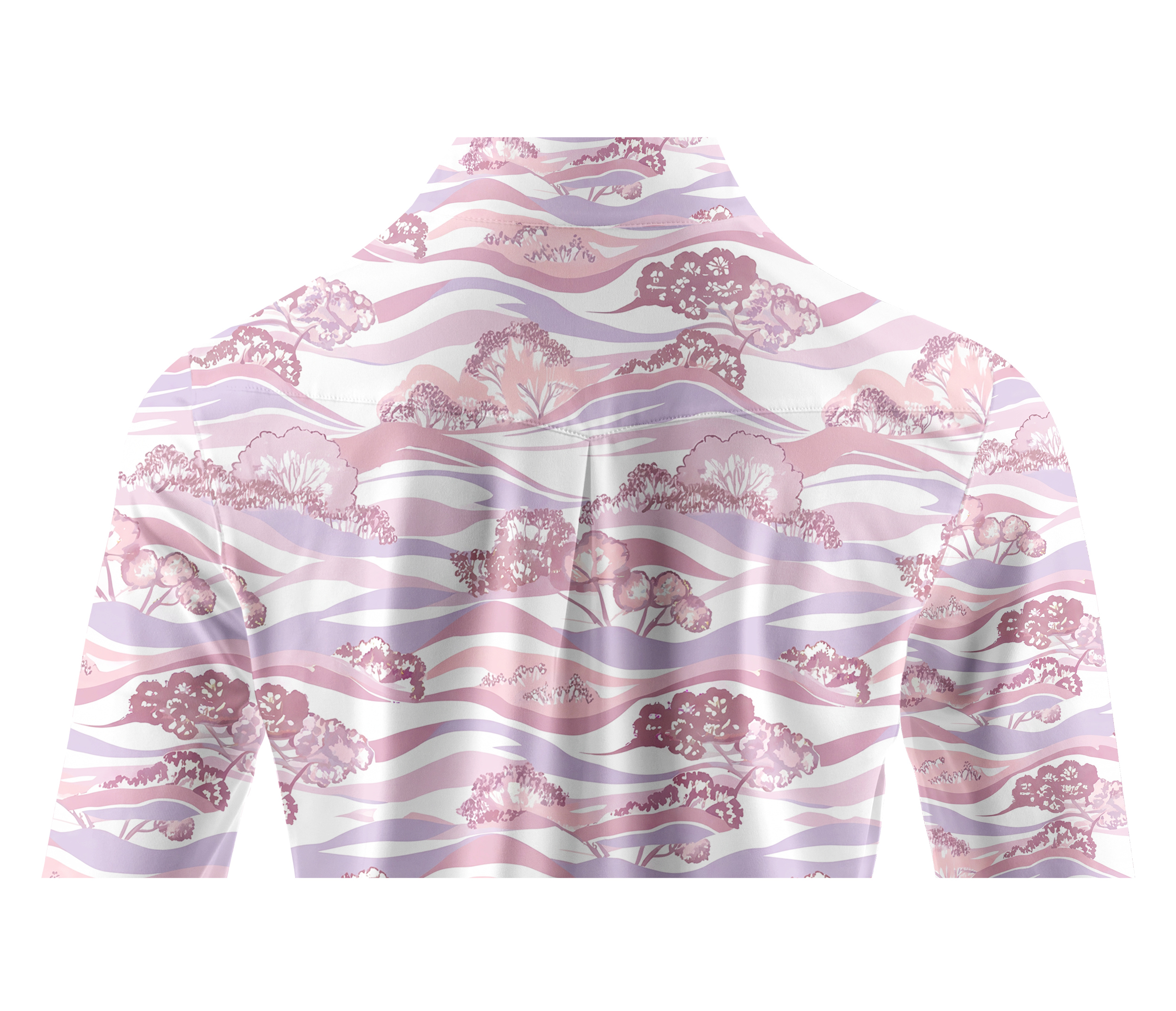 Cherryswing Women's Wavy Landscape Tree Long Sleeve Golf Shirt