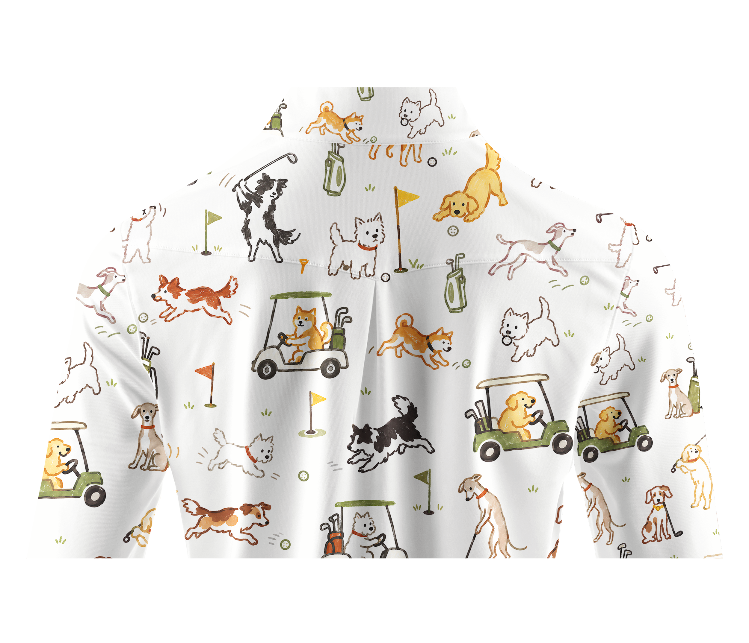 Cherryswing Women's Cute Golf Pup Novelty Print Long Sleeve Golf Shirt