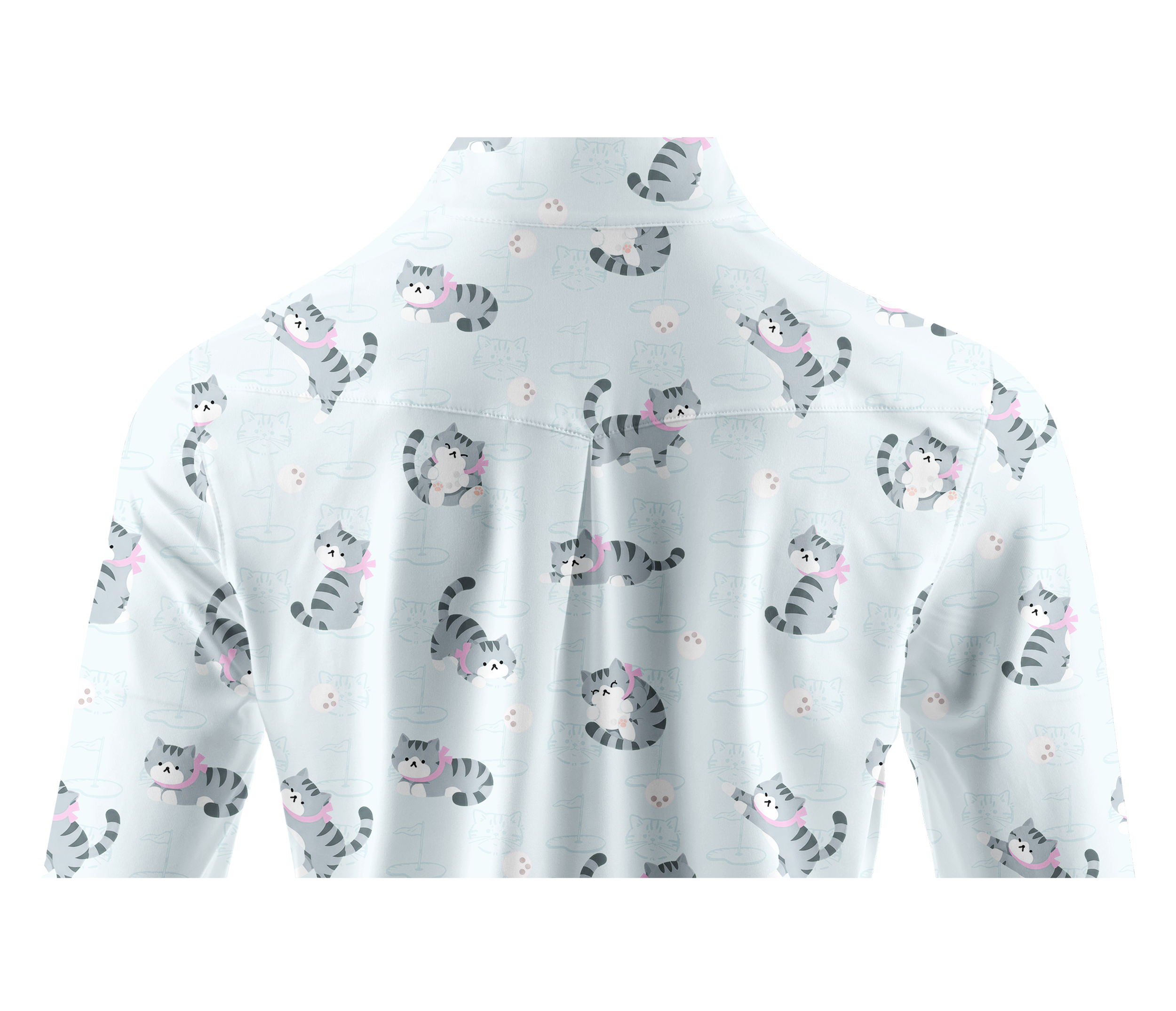 Cherryswing Women's Playful Cat Novelty Print Long Sleeve Golf Shirt