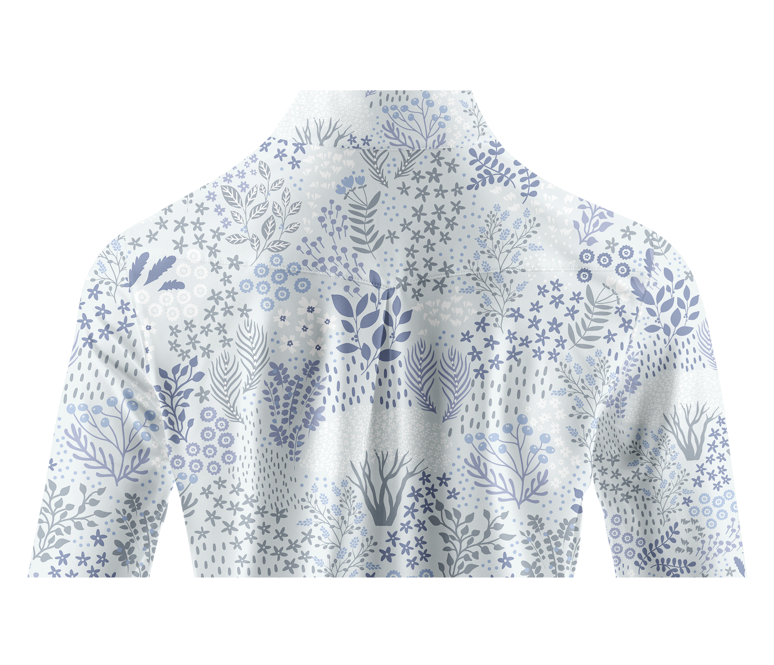 Cherryswing Women's Blue Botanical Print Long Sleeve Golf Shirt