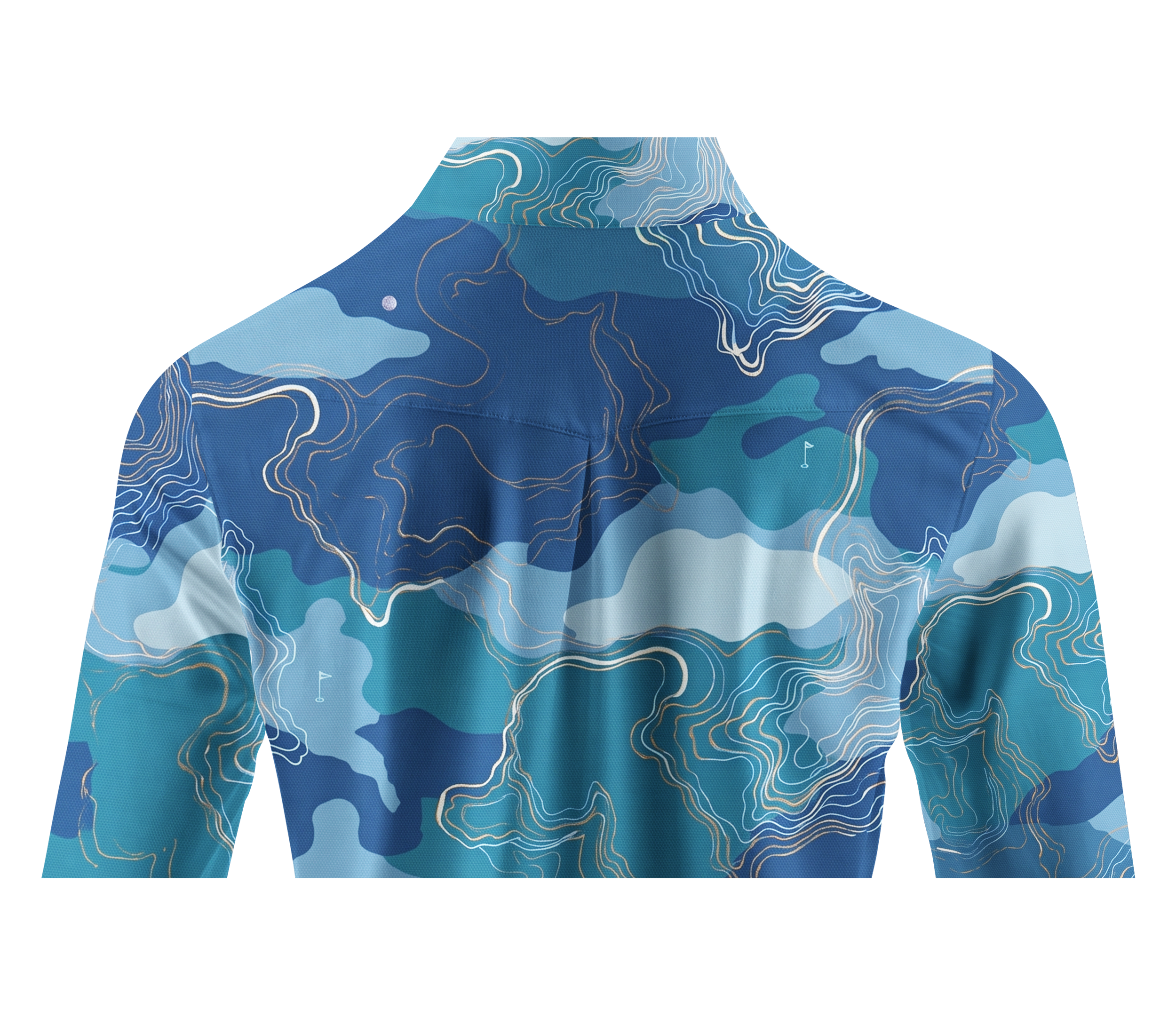 Cherryswing Women's Topographic Contour Print Long Sleeve Golf Shirt