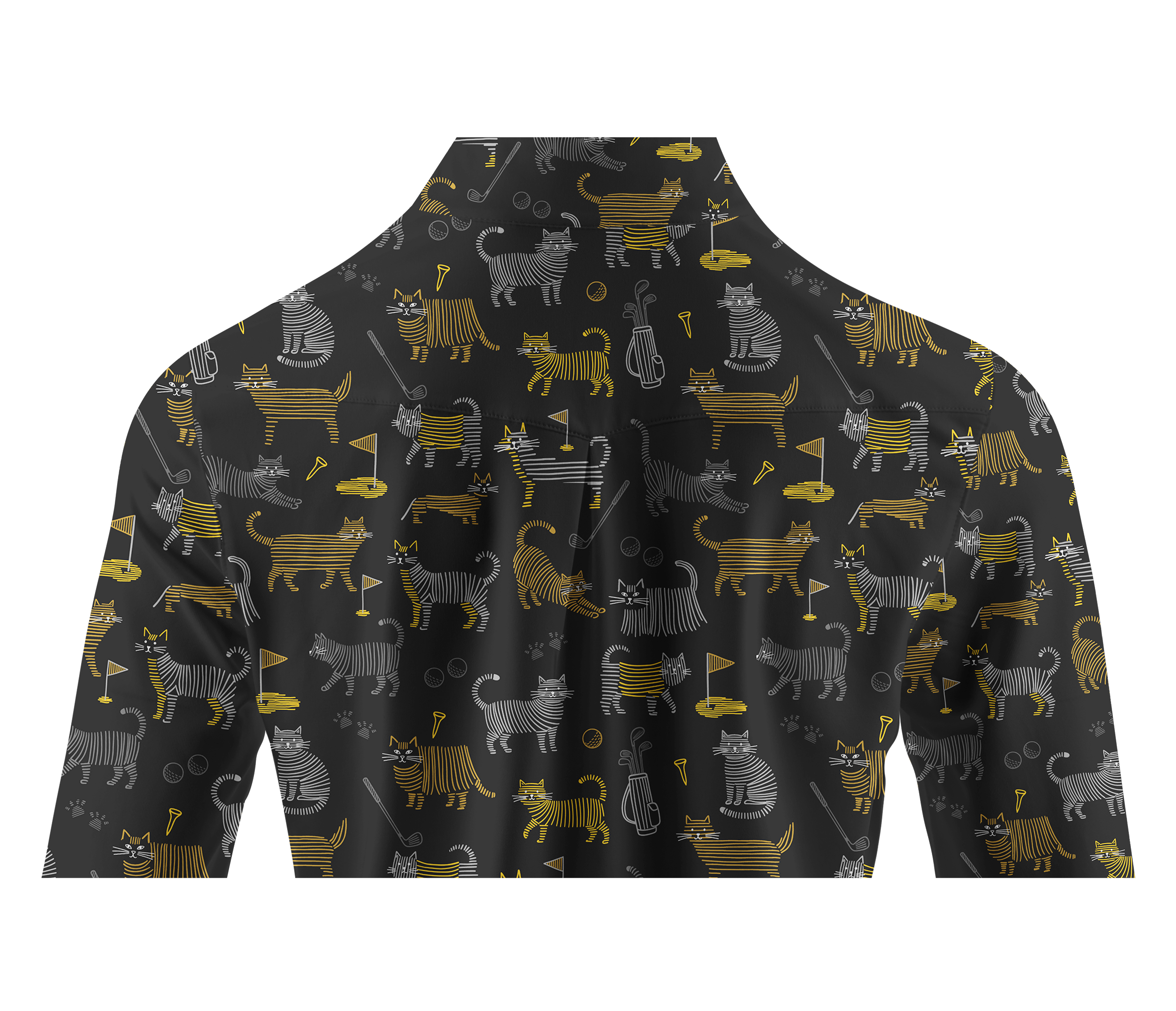 Cherryswing Women's Whimsical Golf Cat Line Art Long Sleeve Golf Shirt