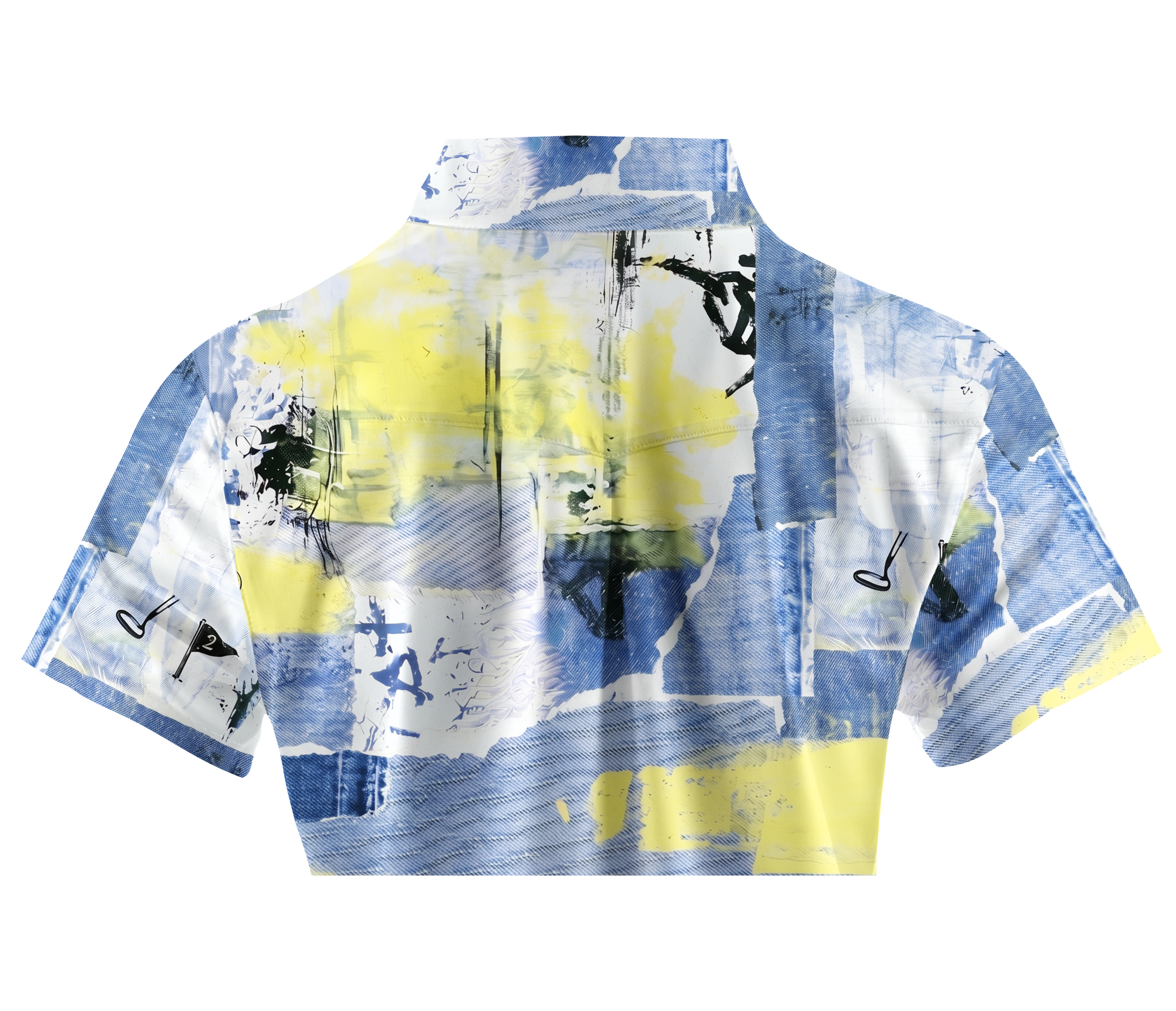 Cherryswing Women's Abstract Course Collage Short Sleeve Golf Shirt