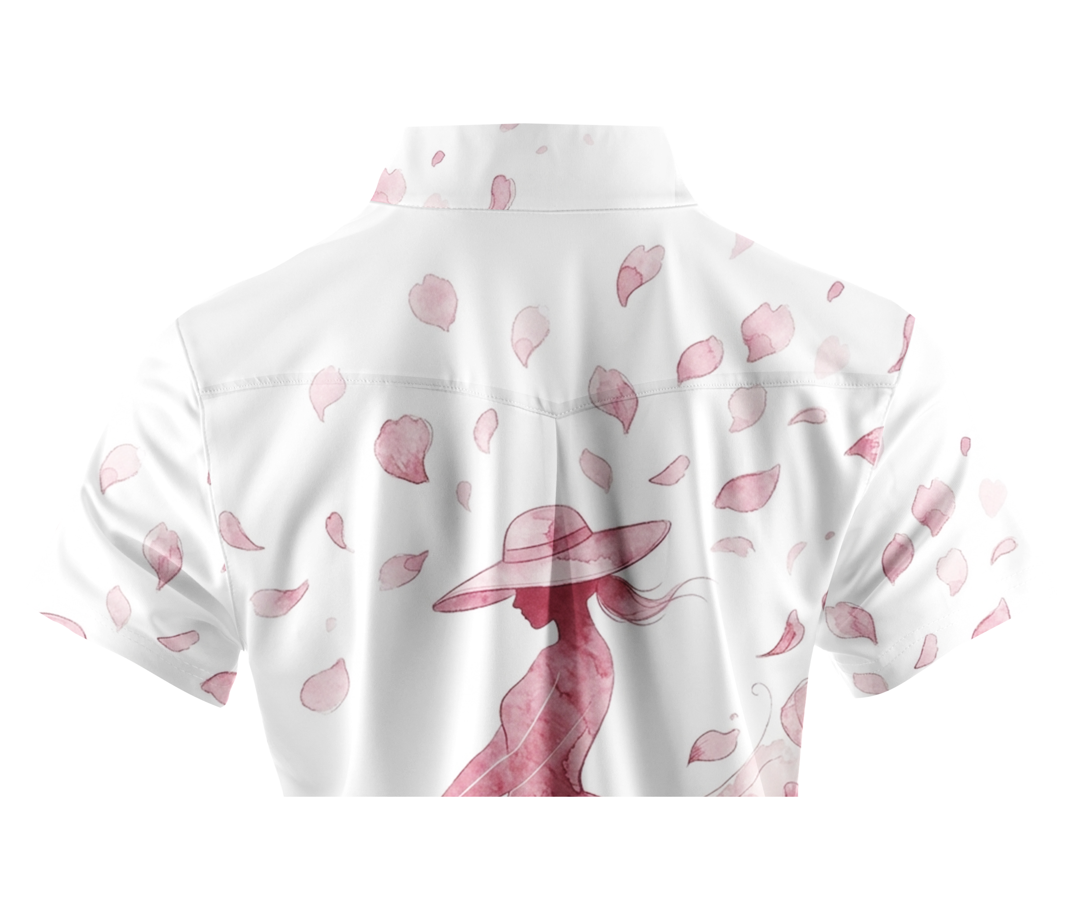 Cherryswing Women's Watercolor Petal Silhouette Short Sleeve Golf Shirt