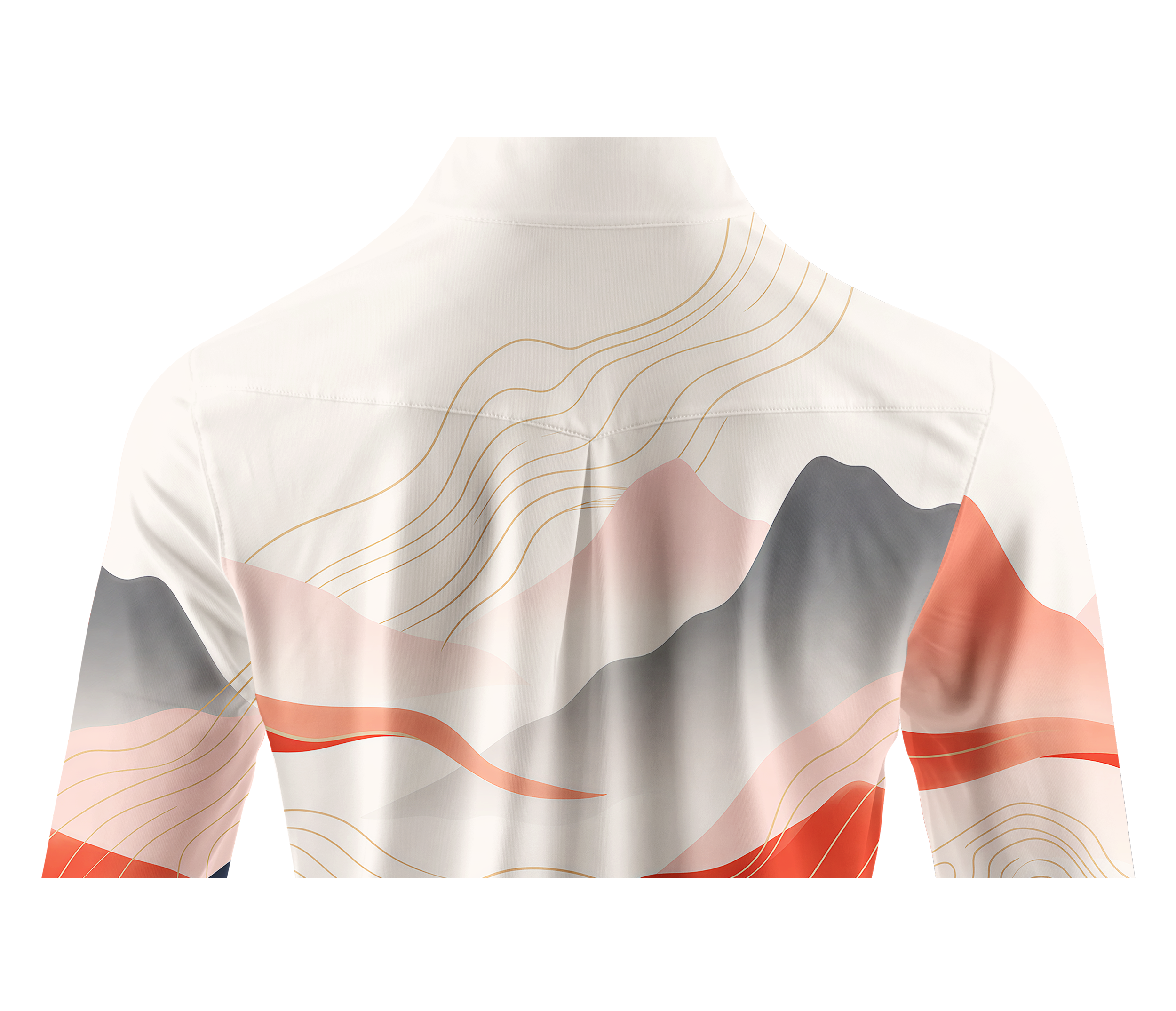Cherryswing Women's Abstract Landscape Wave Long Sleeve Golf Shirt