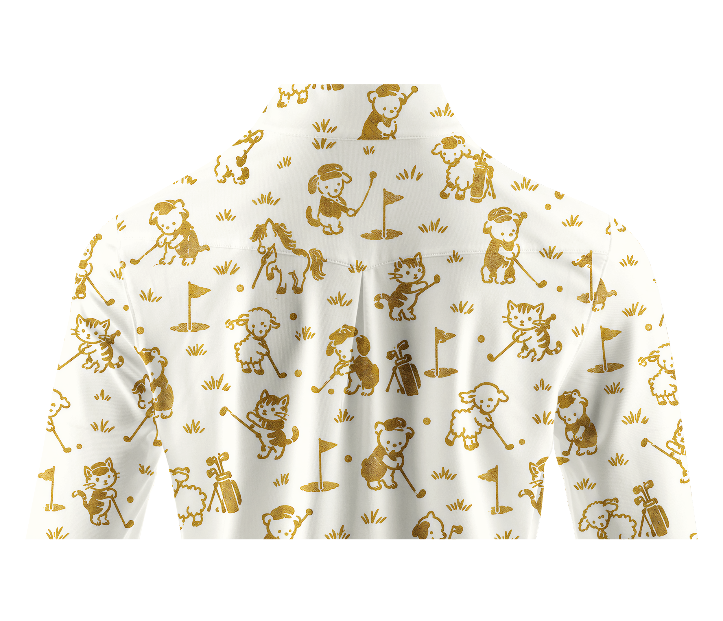 Cherryswing Women's Cute Animal Golfer Toile Print Long Sleeve Golf Shirt