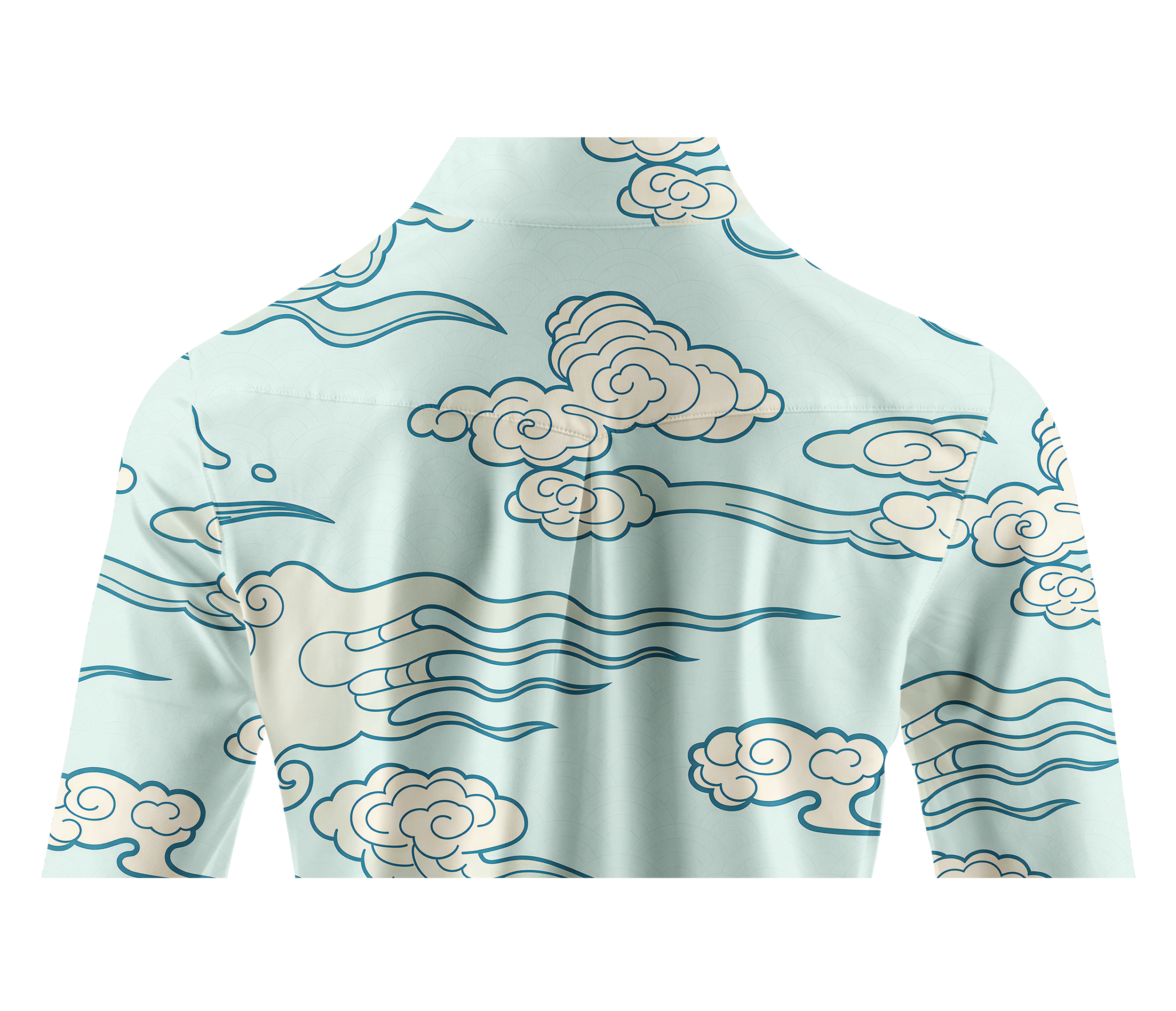 Cherryswing Women's Oriental Cloud and Wave Print Long Sleeve Golf Shirt