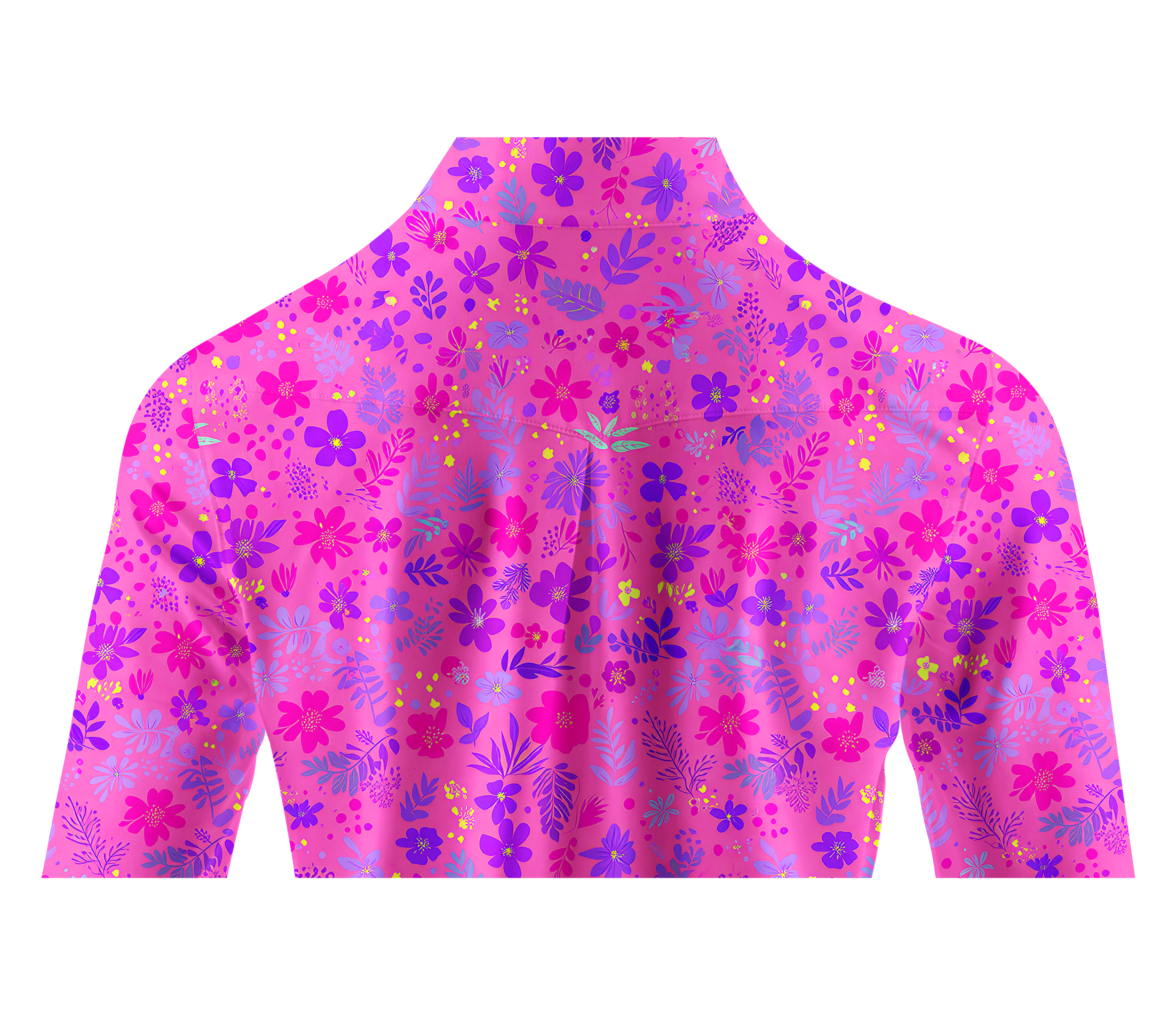 Cherryswing Women's Neon Wildflower Print Long Sleeve Golf Shirt