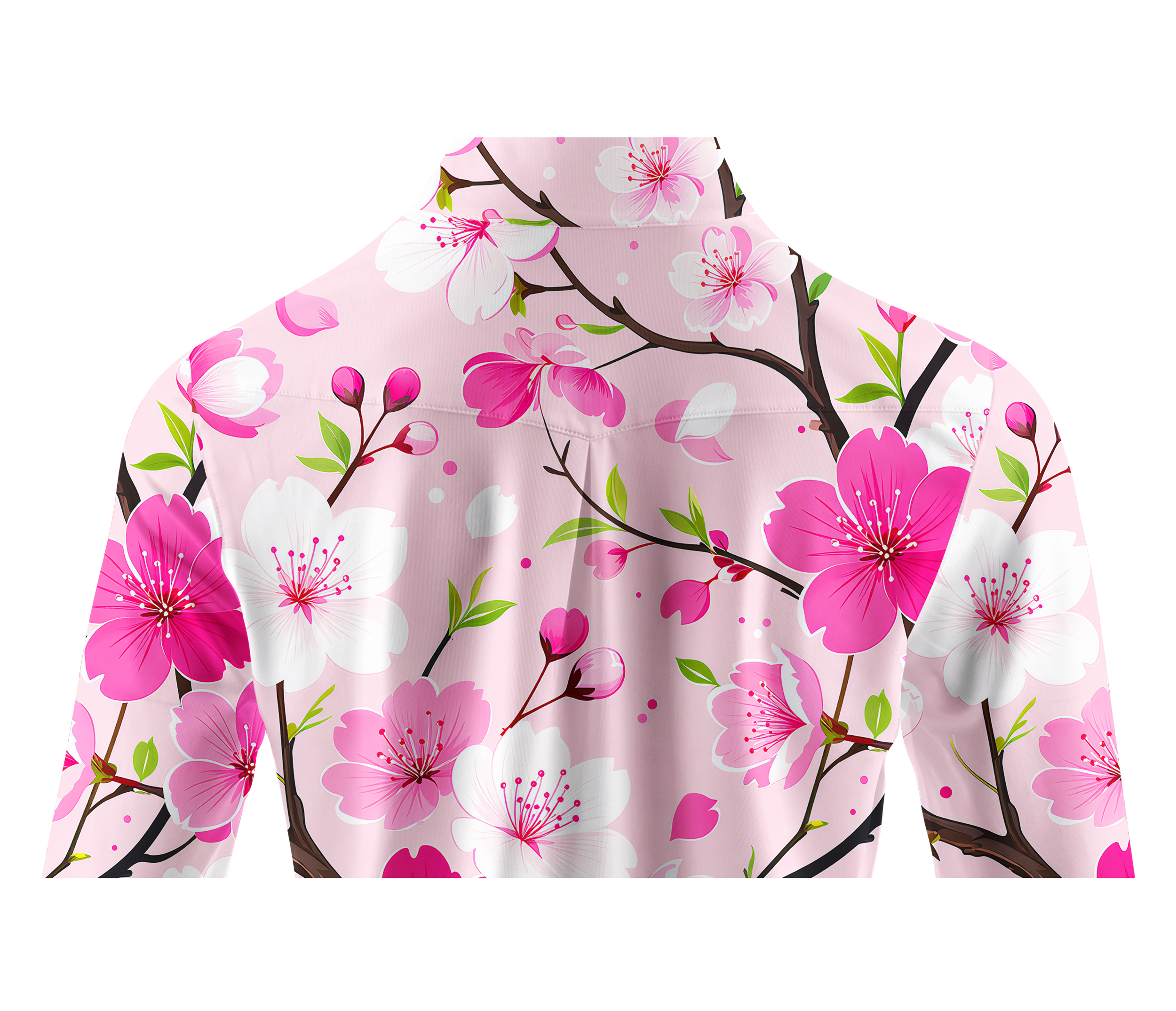 Cherryswing Women's Cherry Blossom Branch Print Long Sleeve Golf Shirt