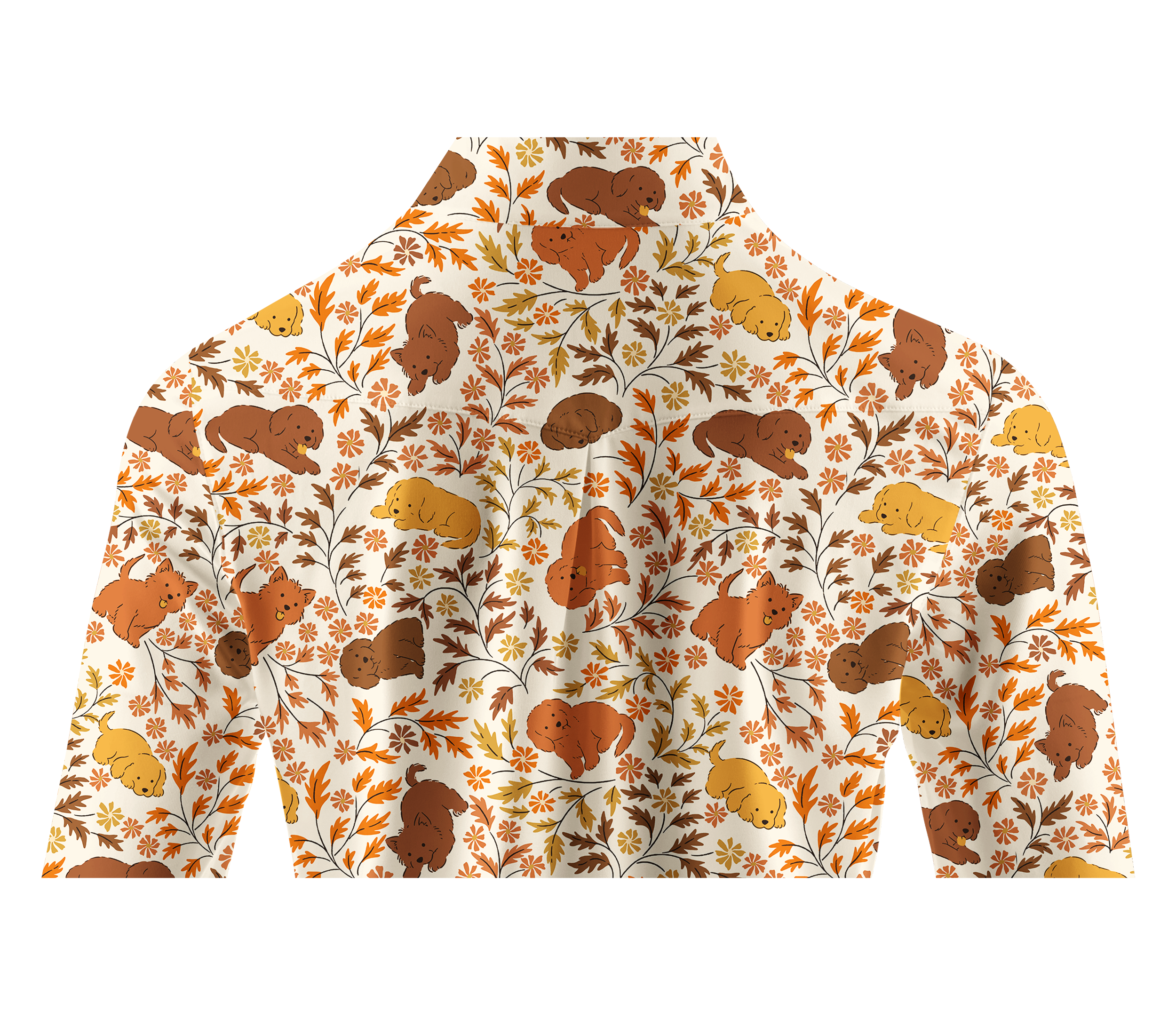 Cherryswing Women's Puppy and Leaf Print Long Sleeve Golf Shirt