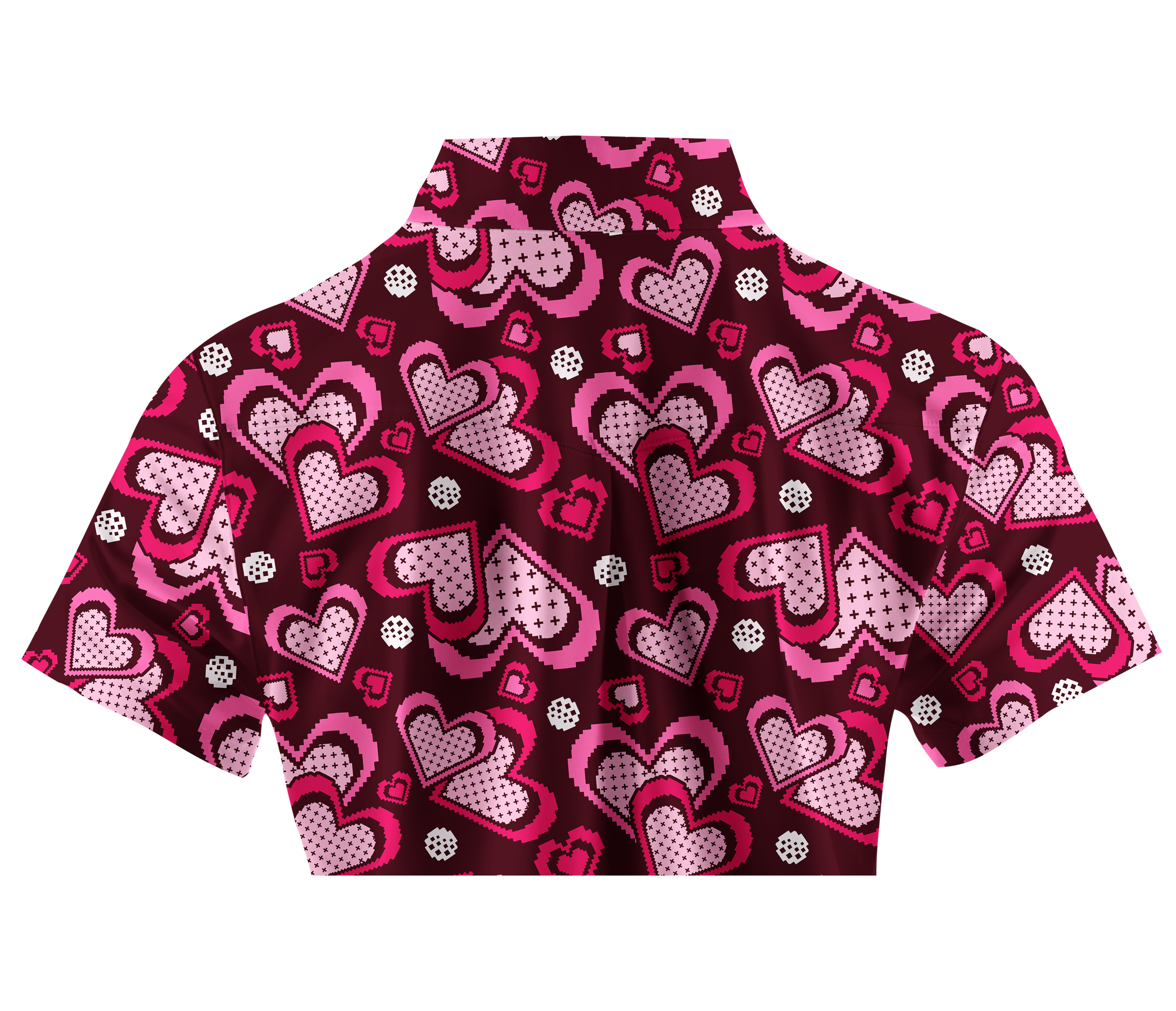 Cherryswing Women's Retro Pixel Heart Short Sleeve Golf Shirt