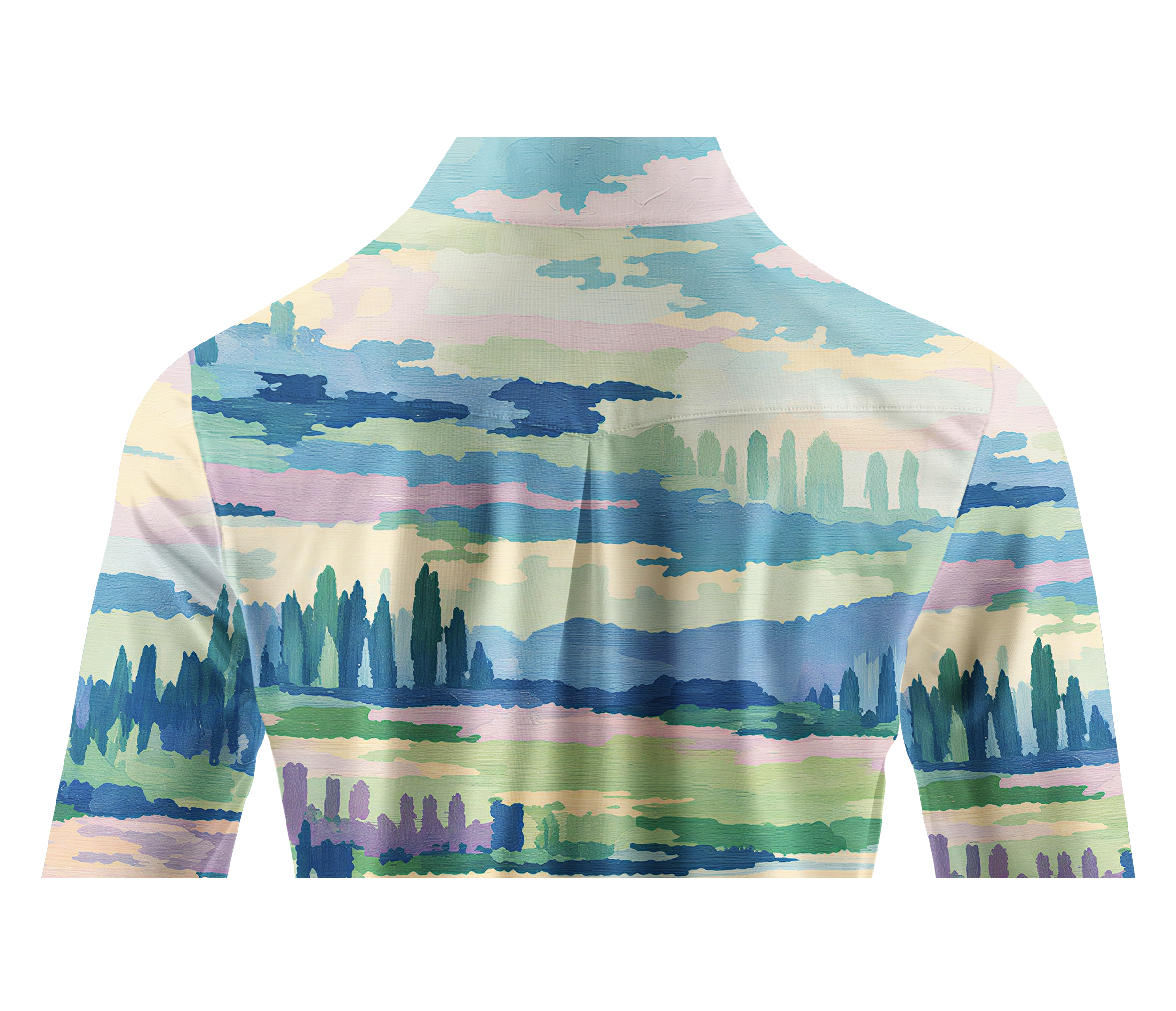 Cherryswing Women's Abstract Landscape Pastel Long Sleeve Golf Shirt