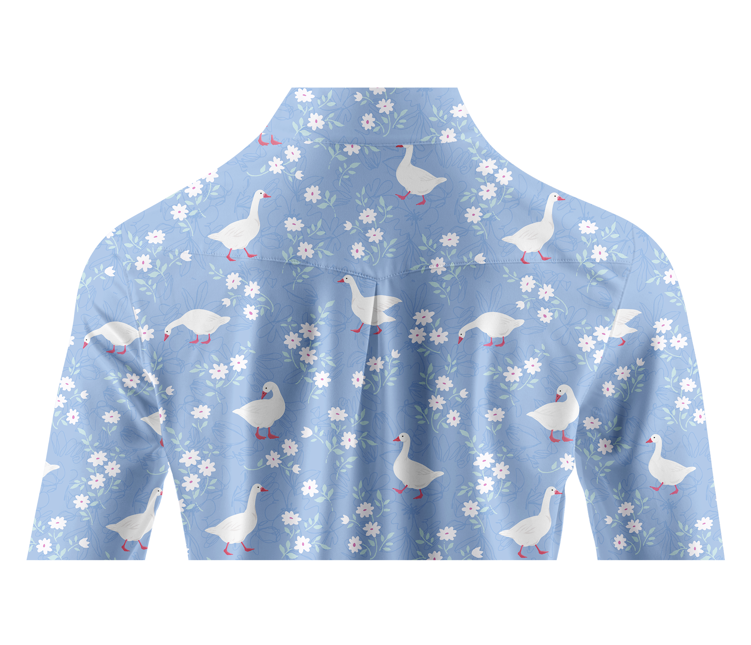 Cherryswing Women's Pastoral Goose and Floral Pattern Long Sleeve Golf Shirt