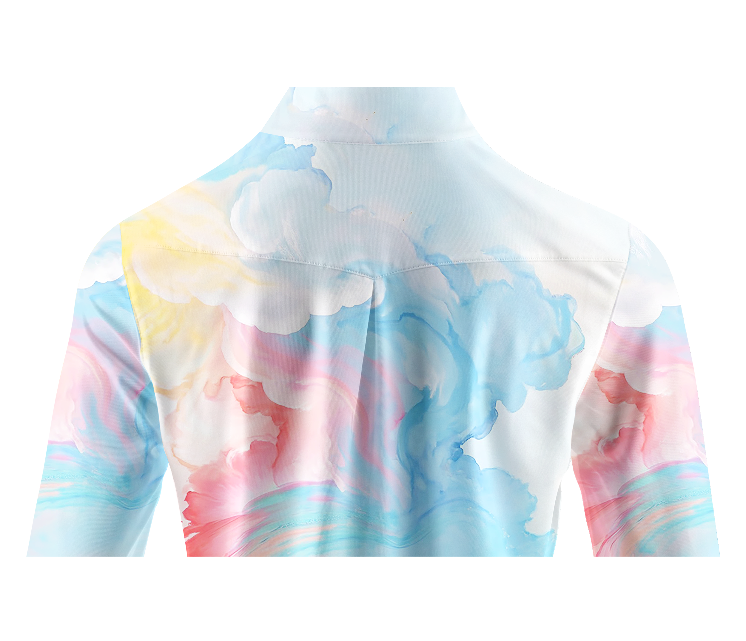 Cherryswing Women's Dreamy Watercolor Cloud Pattern Long Sleeve Golf Shirt