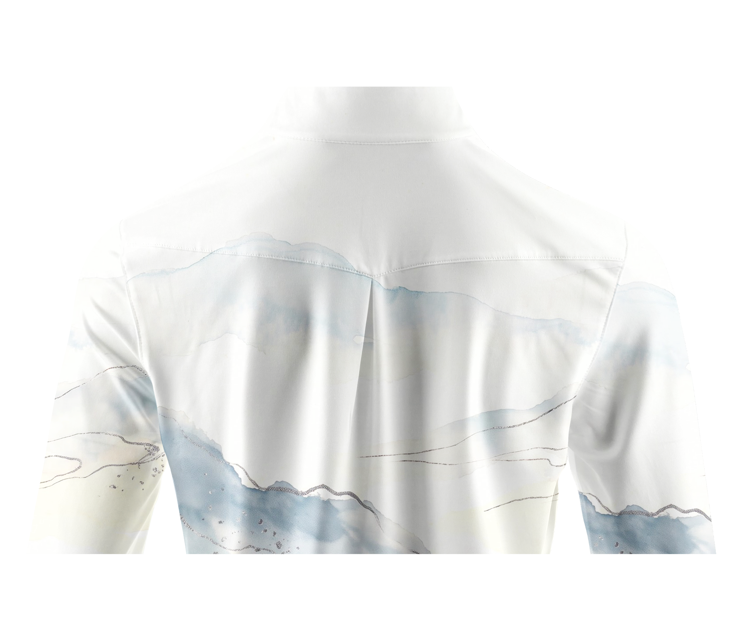 Cherryswing Women's Ink Wash Landscape Pattern Long Sleeve Golf Shirt