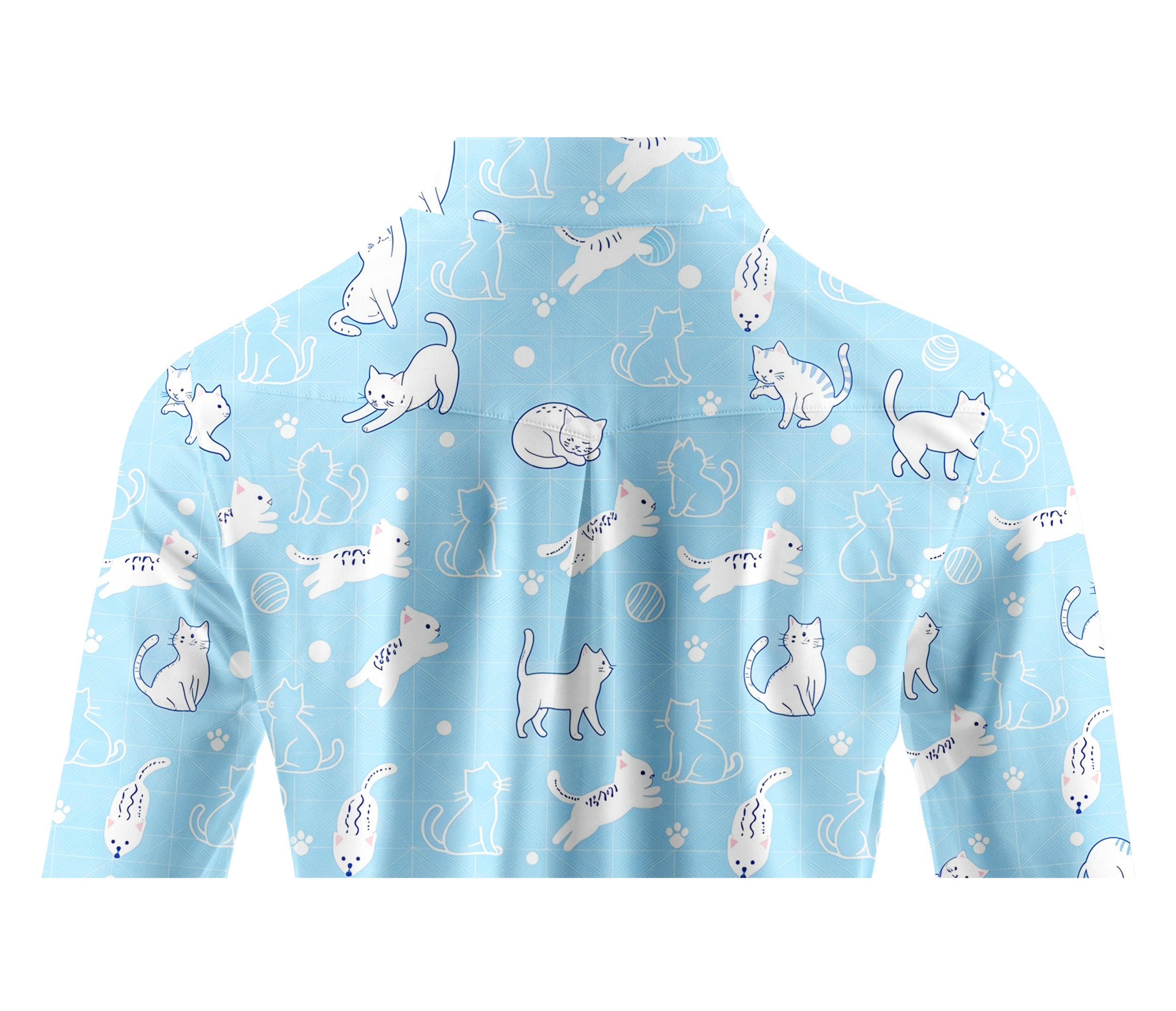 Cherryswing Women's Cute Cat Pattern Long Sleeve Golf Shirt